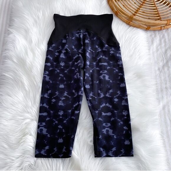 Spanx The Active Compression Knee Pant Blue Camo Midnight Sky Crop Leggings L - Picture 5 of 6